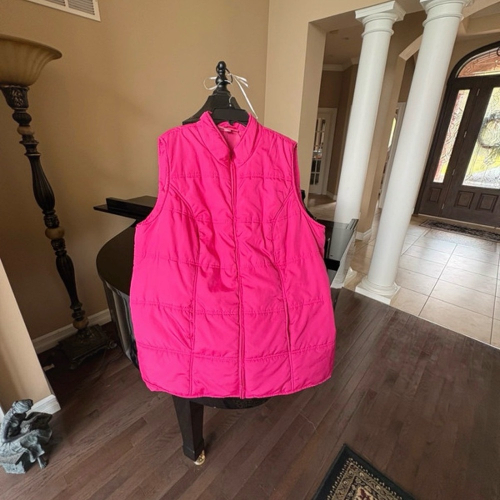 Women's Quilted Sleeveless Puffer Vest - Hot Pink 1 X